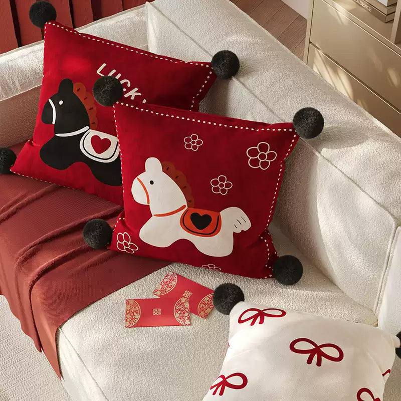 Festive Horse Throw Pillow