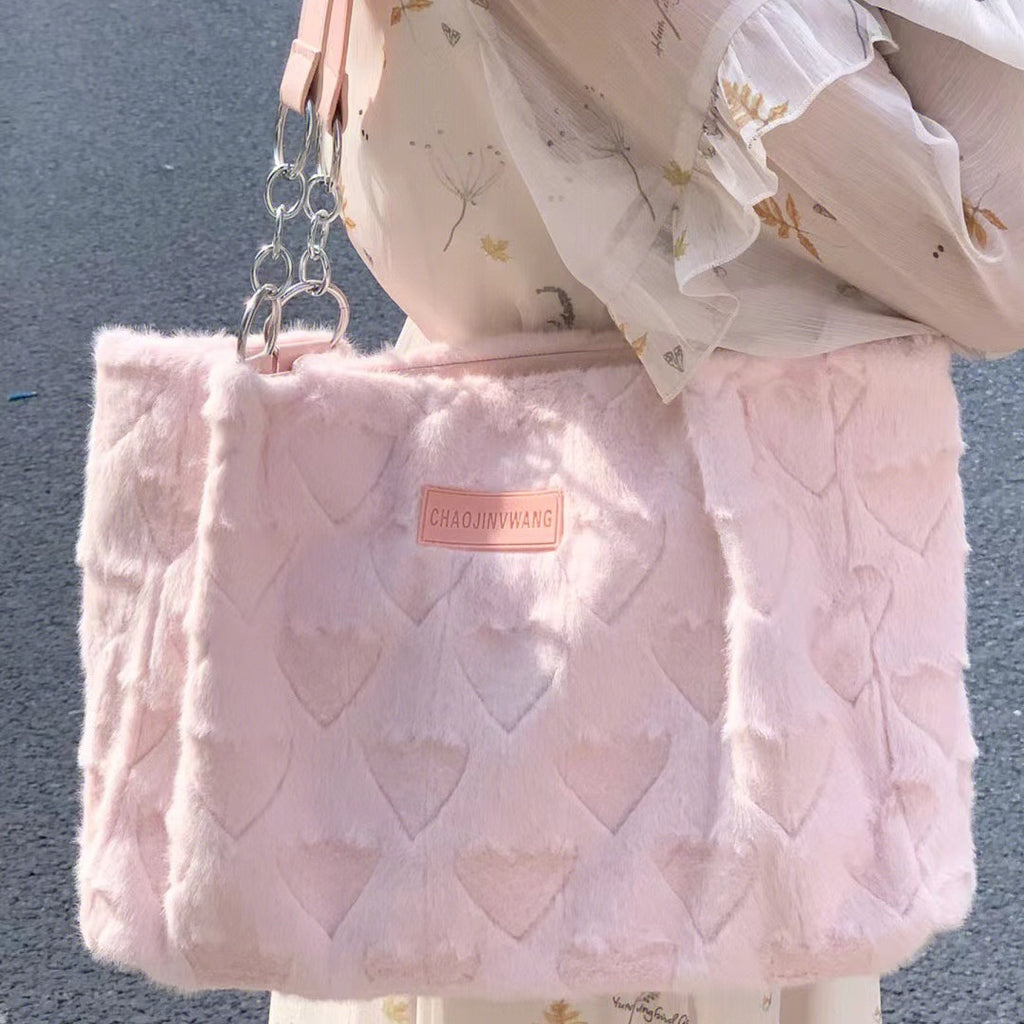 Plush Heart Tote Bag