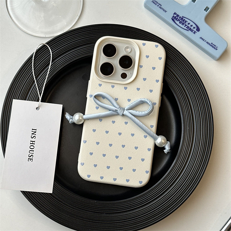 Blue Hearts Pearl Bow Case