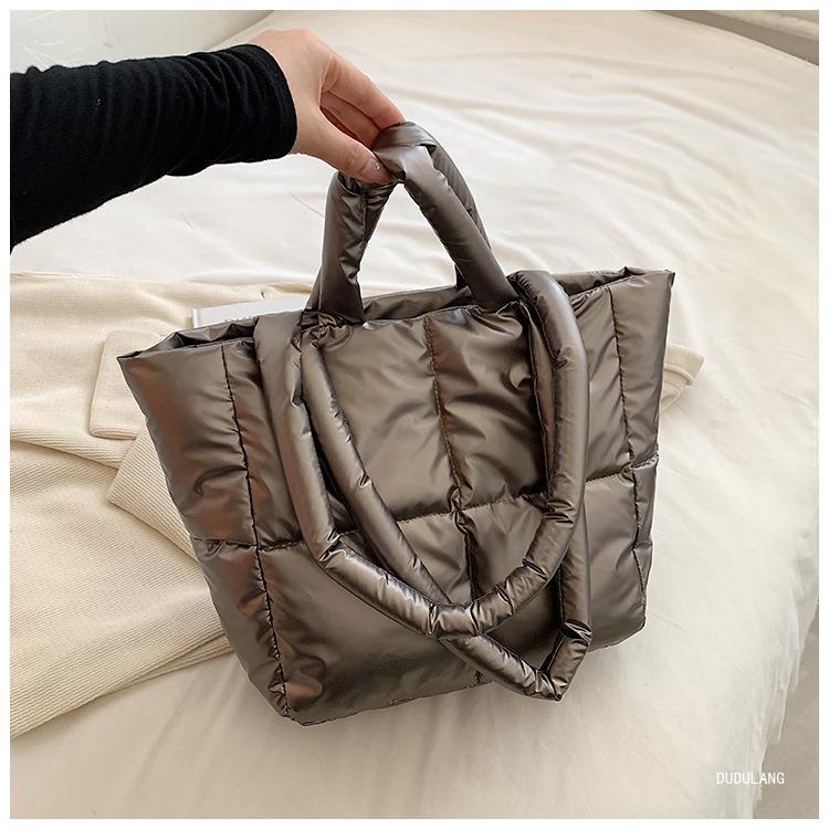 Metallic Puffer Tote Bag