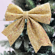 圣诞蝴蝶结 珍珠棉亮片金粉蝴蝶结圣诞树装饰挂件酒店商场ktv装饰