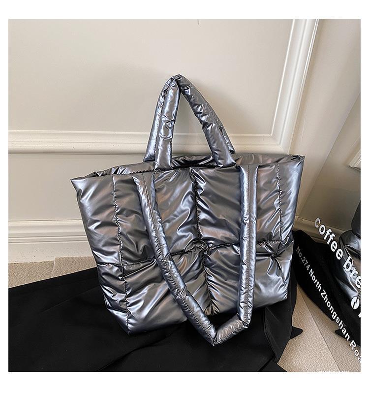 Metallic Puffer Tote Bag