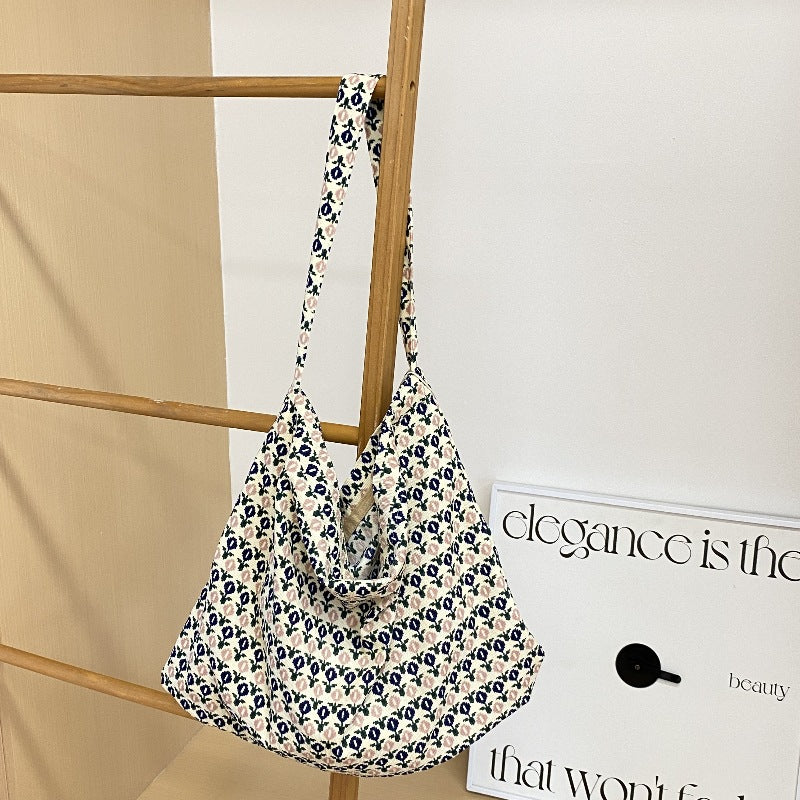 Printed Canvas Slouch Tote