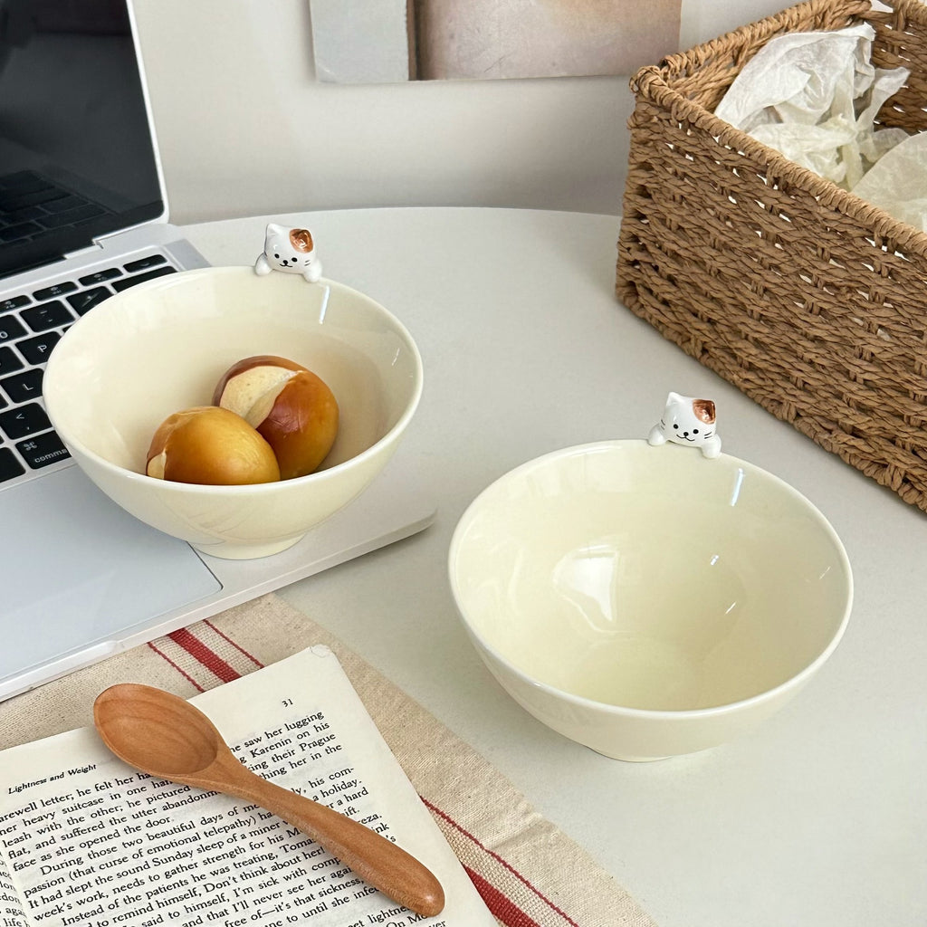 Japanese Cat Ceramic Dessert Bowl - Modomu