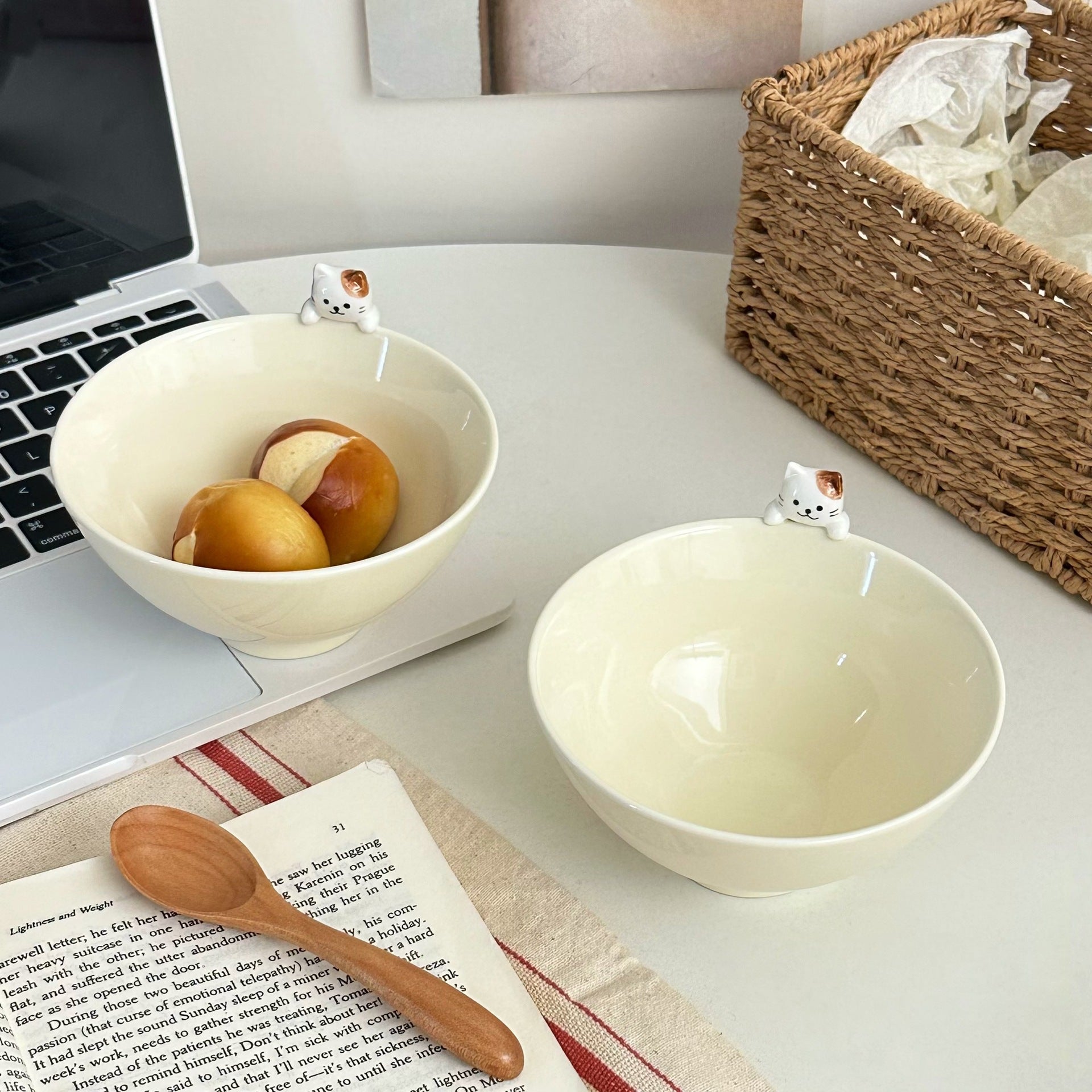 Japanese Cat Ceramic Dessert Bowl - Modomu