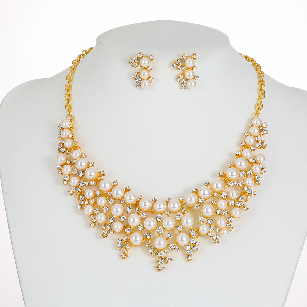 Tsubaki Retro Pearl Necklace+Earing Set