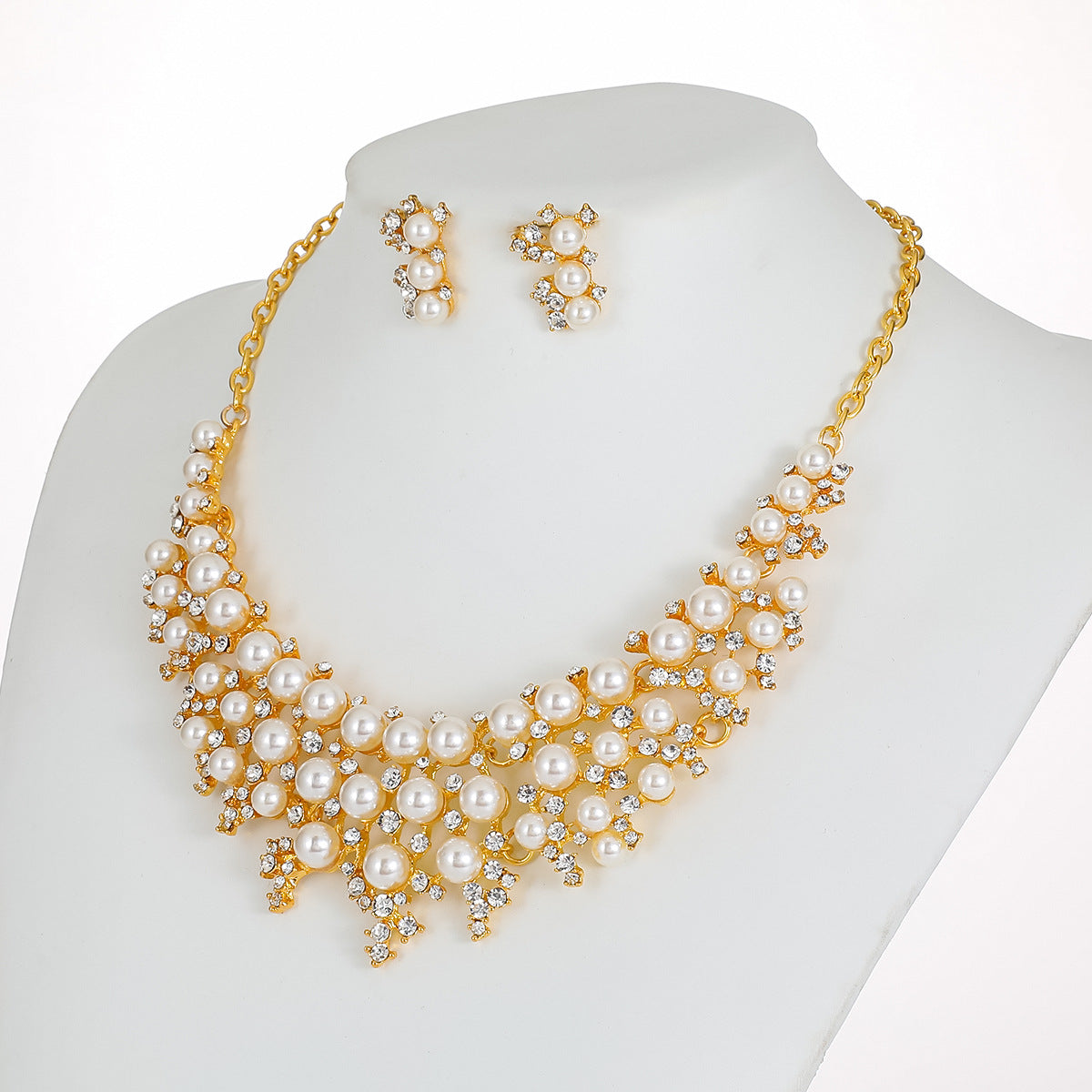 Tsubaki Retro Pearl Necklace+Earing Set