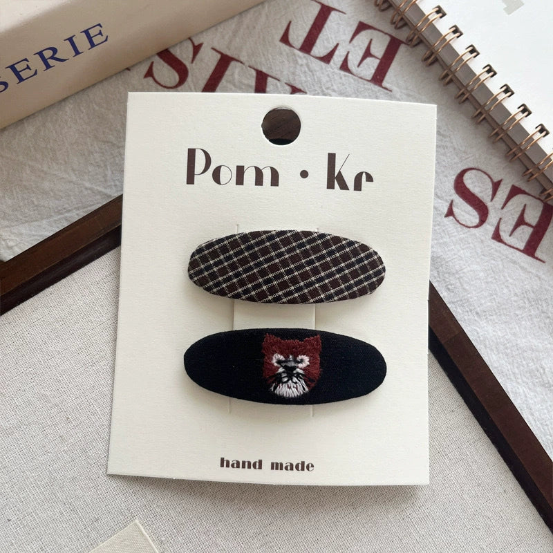 Cat Plaid Hairpin - Modomu