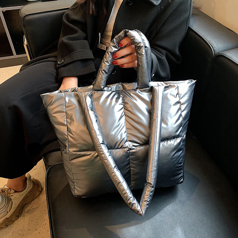 Metallic Puffer Tote Bag