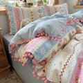 Pompom Trim Quilted Bedding Set