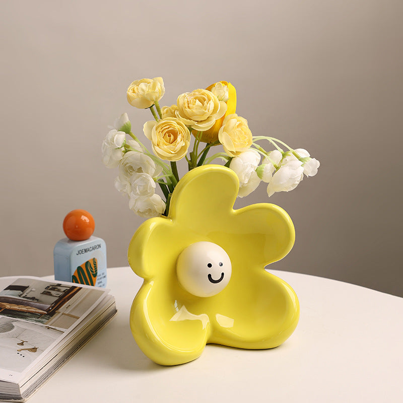 Smiley Face Ceramic Flower Vase - Modomu