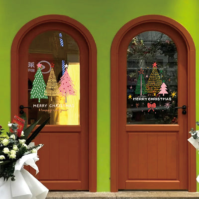 2026圣诞节贴纸窗花静电UV橱窗玻璃装饰布置窗贴纸贴画门贴圣诞树