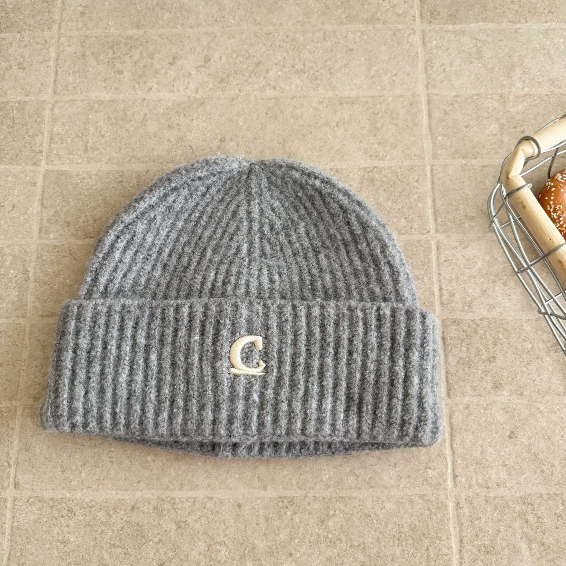 Letter C Embroidered Beanie - Modomu