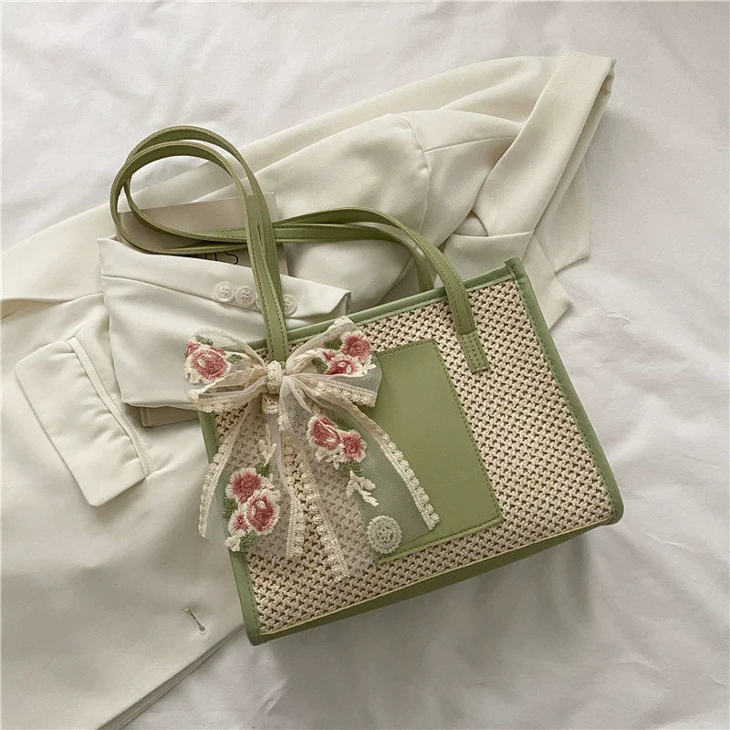 Straw Beach Shoulder Tote Bag - Modomu