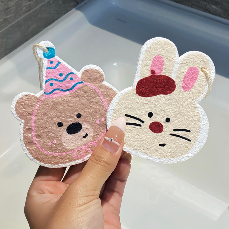 Cartoon Wood Pulp Dish Sponge Brush