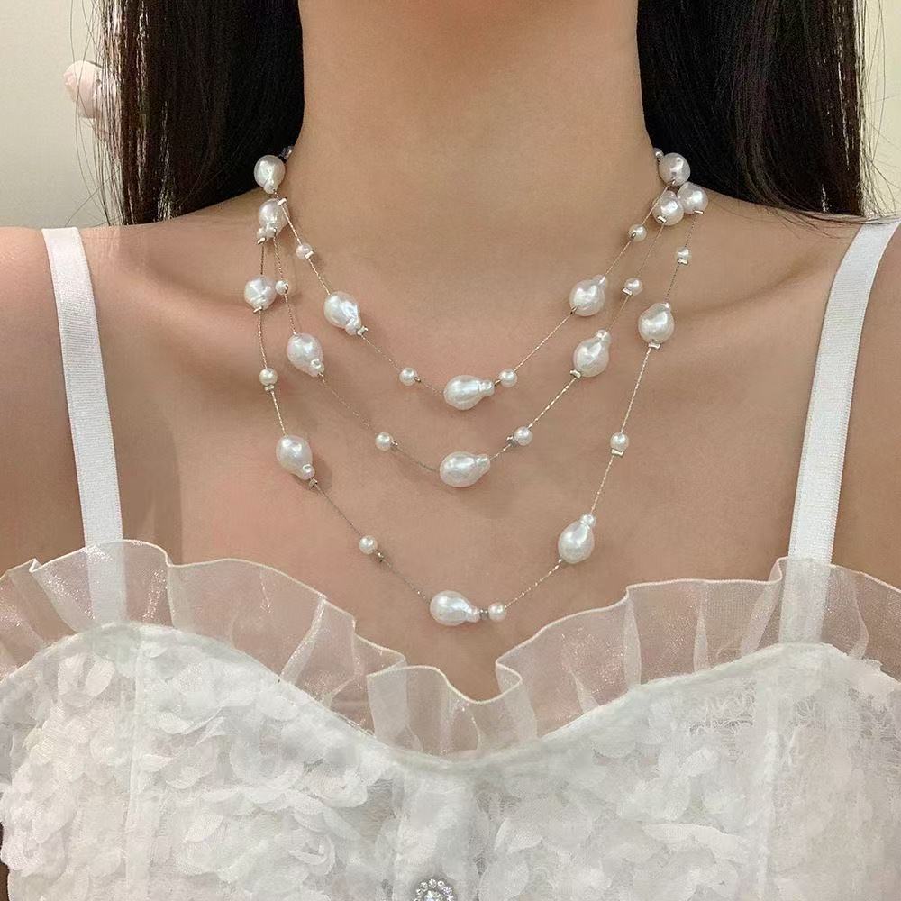Irregular Pearl Layered Necklace - Modomu