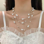 Irregular Pearl Layered Necklace - Modomu