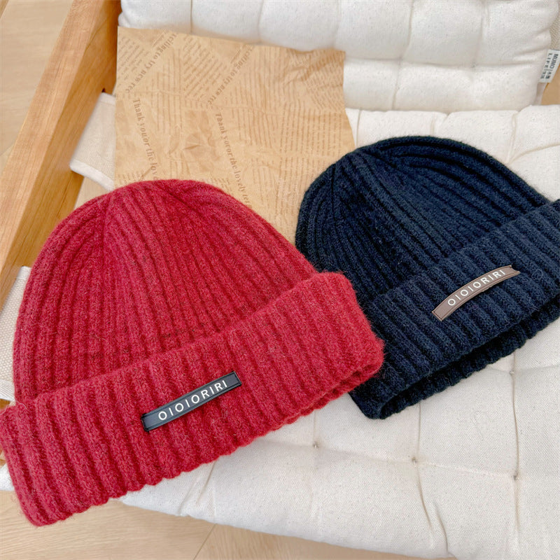 Striped Knit Beanie Retro Style