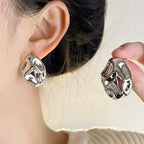Hammered Metal Stud Earrings