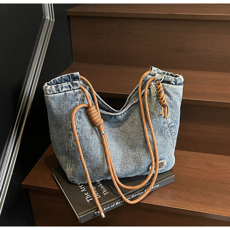 Washed Denim Slouch Tote