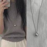 Silver Ball Pendant Sweater Chain