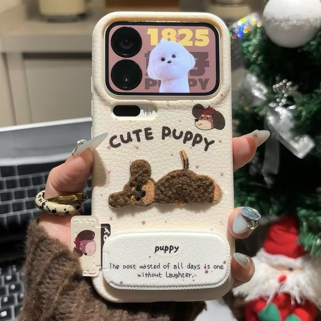 Xiaomi Embroidery Puppy Stand Phone Case - Modomu
