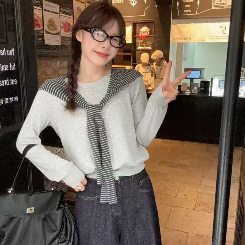 Striped Hooded Cape Shawl Wrap