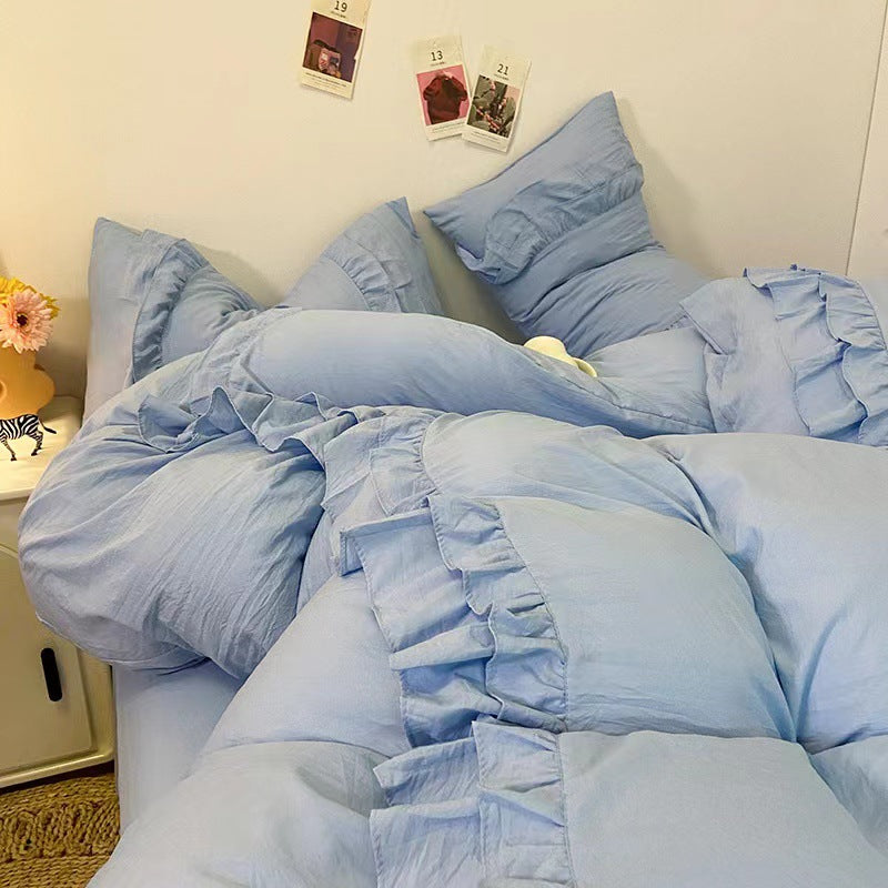 Ruffled Washed Cotton Bedding Set