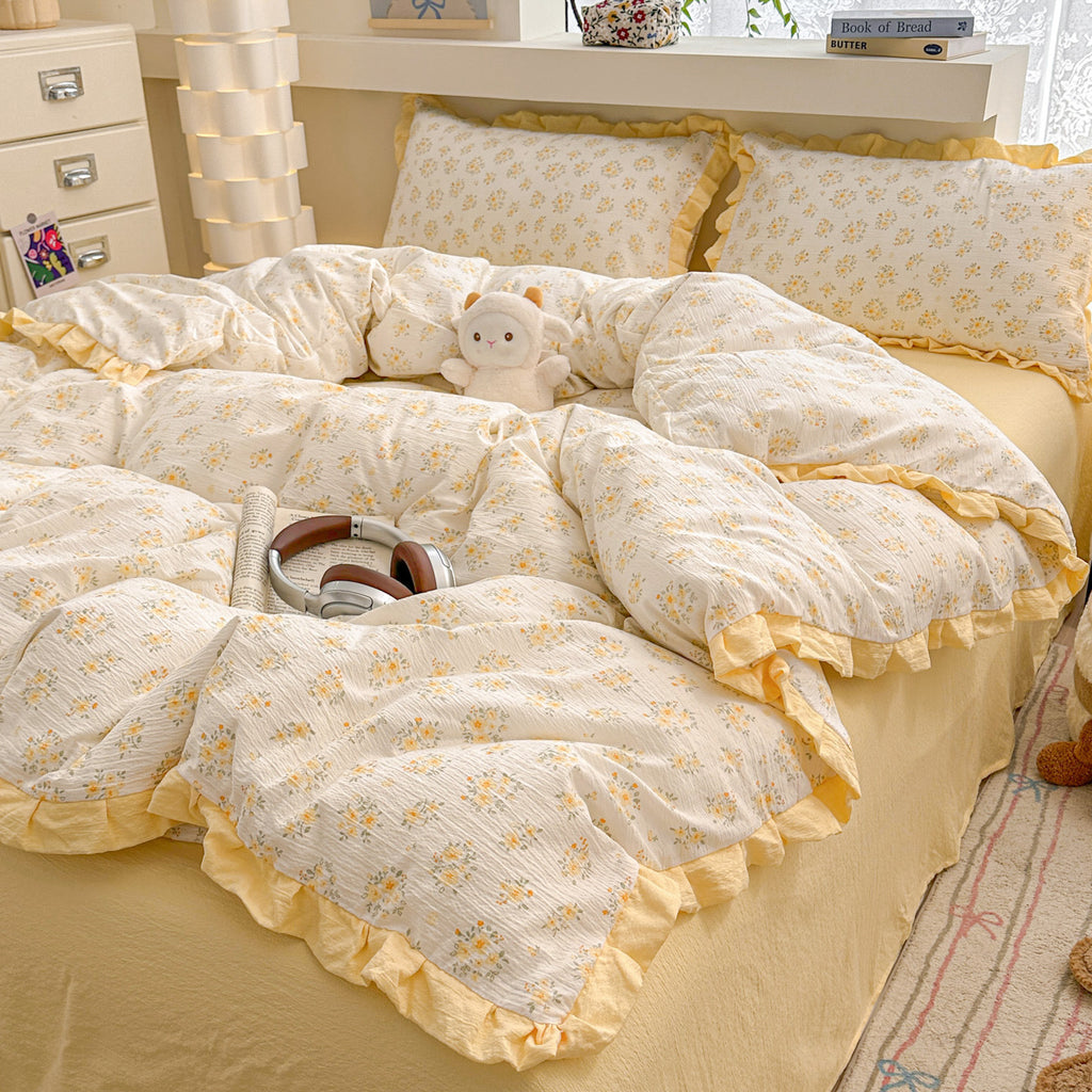 Ruffle Edge Cotton Bedding Set