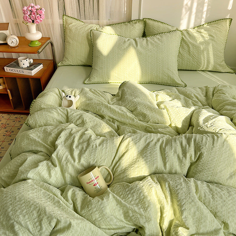 Seersucker Cotton Scallop Bedding Set