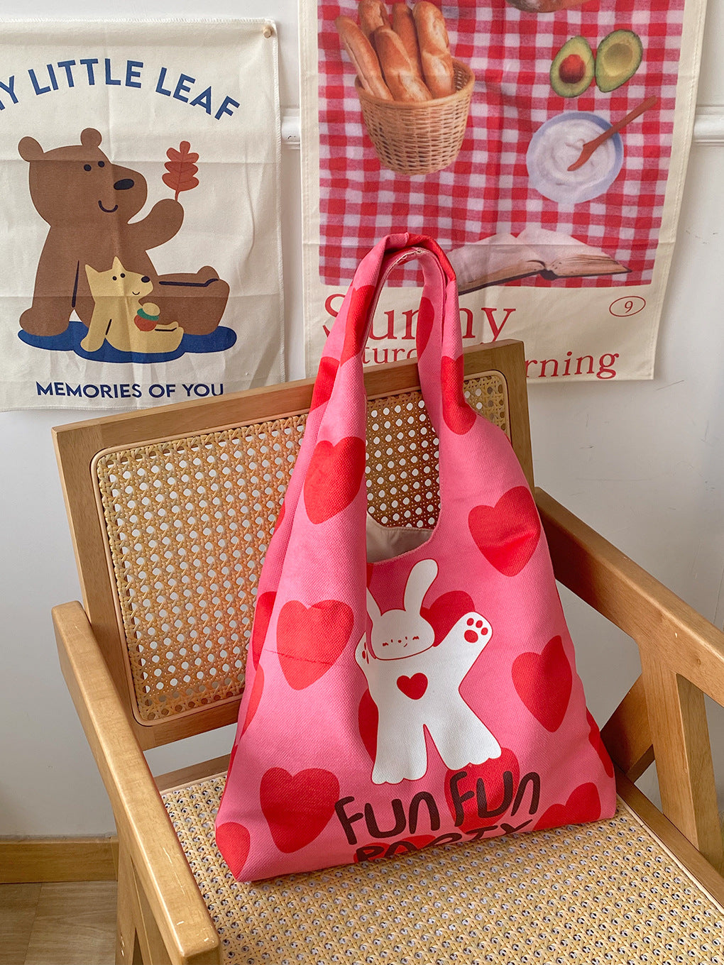Cartoon Flocking Shoulder Tote - Modomu