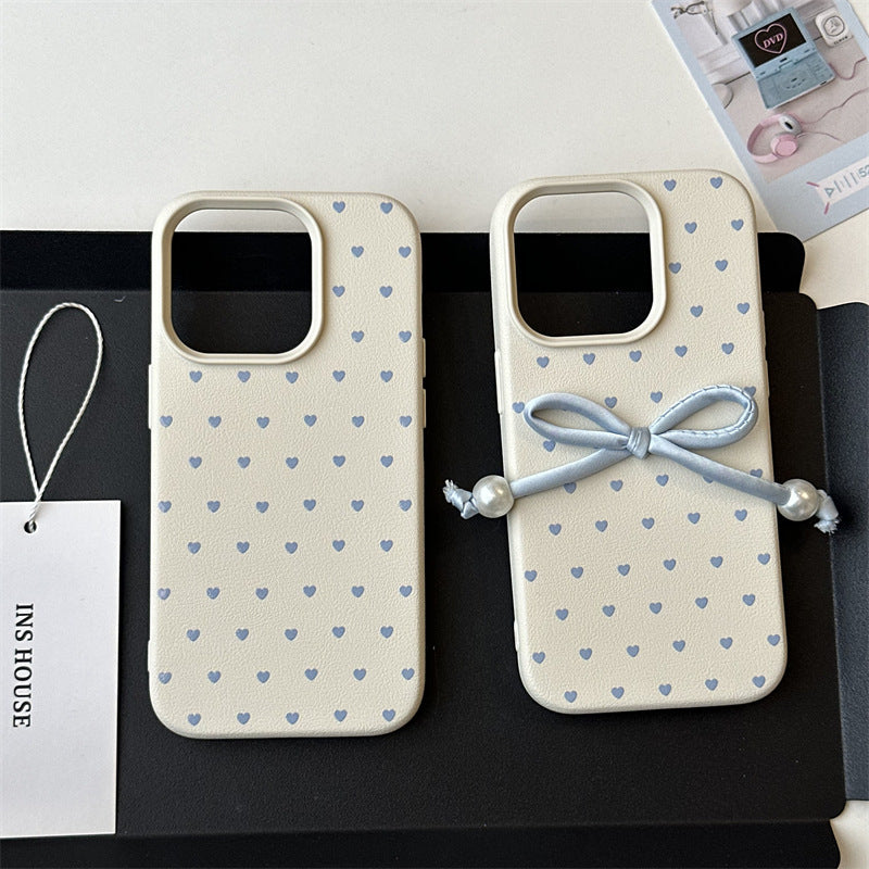 Blue Hearts Pearl Bow Case