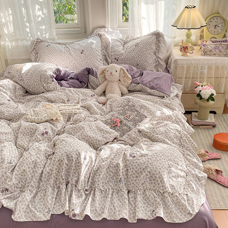 Lace Ruffle Cotton Bedding Set