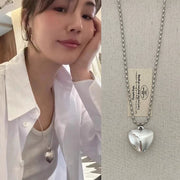 Silver Peach Heart Love Necklace