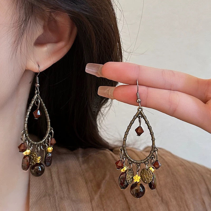 Brown Boho Waterdrop Earrings