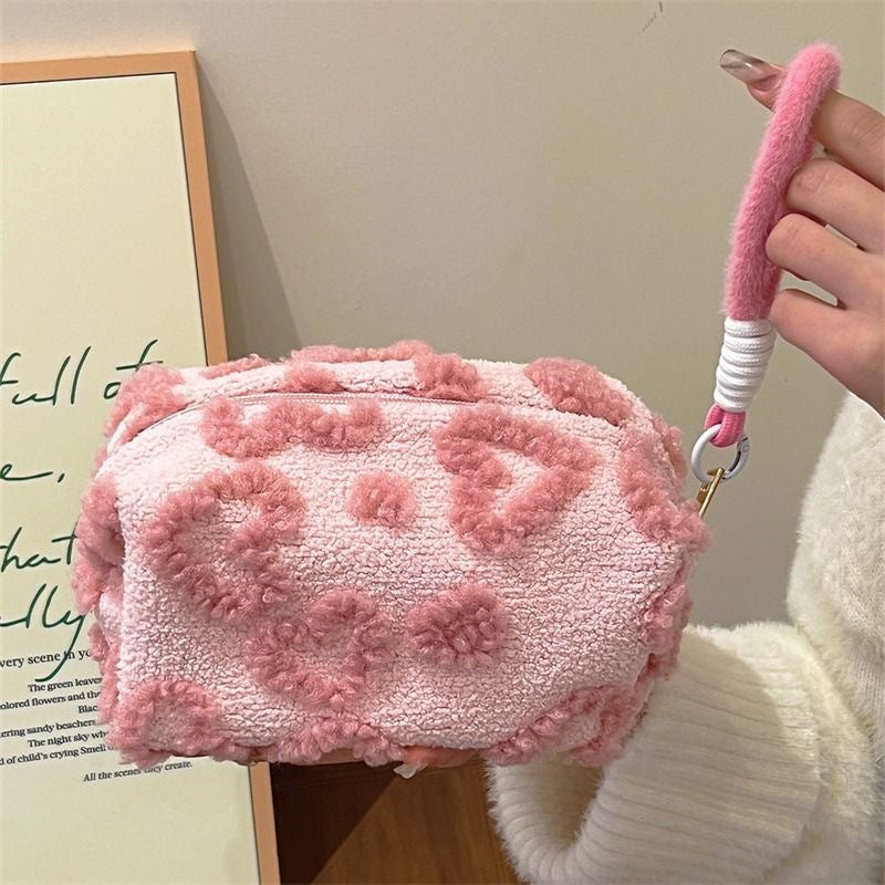Plush Heart Travel Cosmetic Bag - Modomu