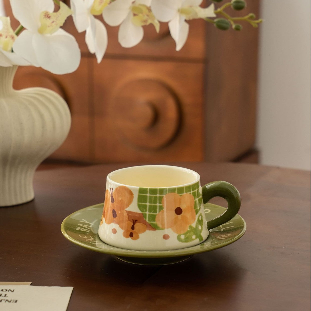 Butterfly Floral Ceramic Rice Bowl - Modomu