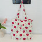 Cute Apple Canvas Messenger Tote