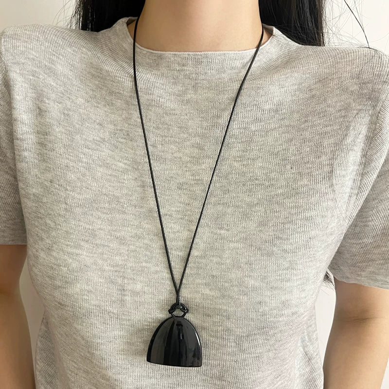 Half Moon Pendant Long Necklace