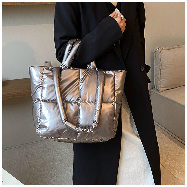 Metallic Puffer Tote Bag