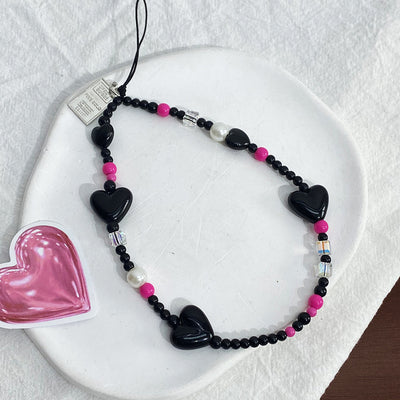 Black Heart Phone Chain