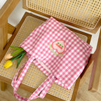 Plaid Canvas Shoulder Tote