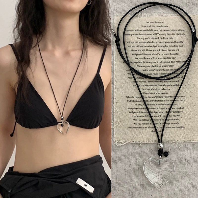 Transparent Love Pendant Sweater Chain
