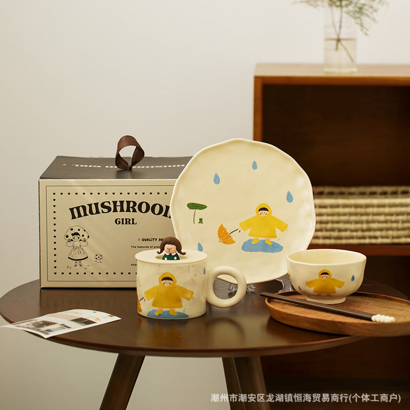 Retro Girl Ceramic Tableware Set - Modomu