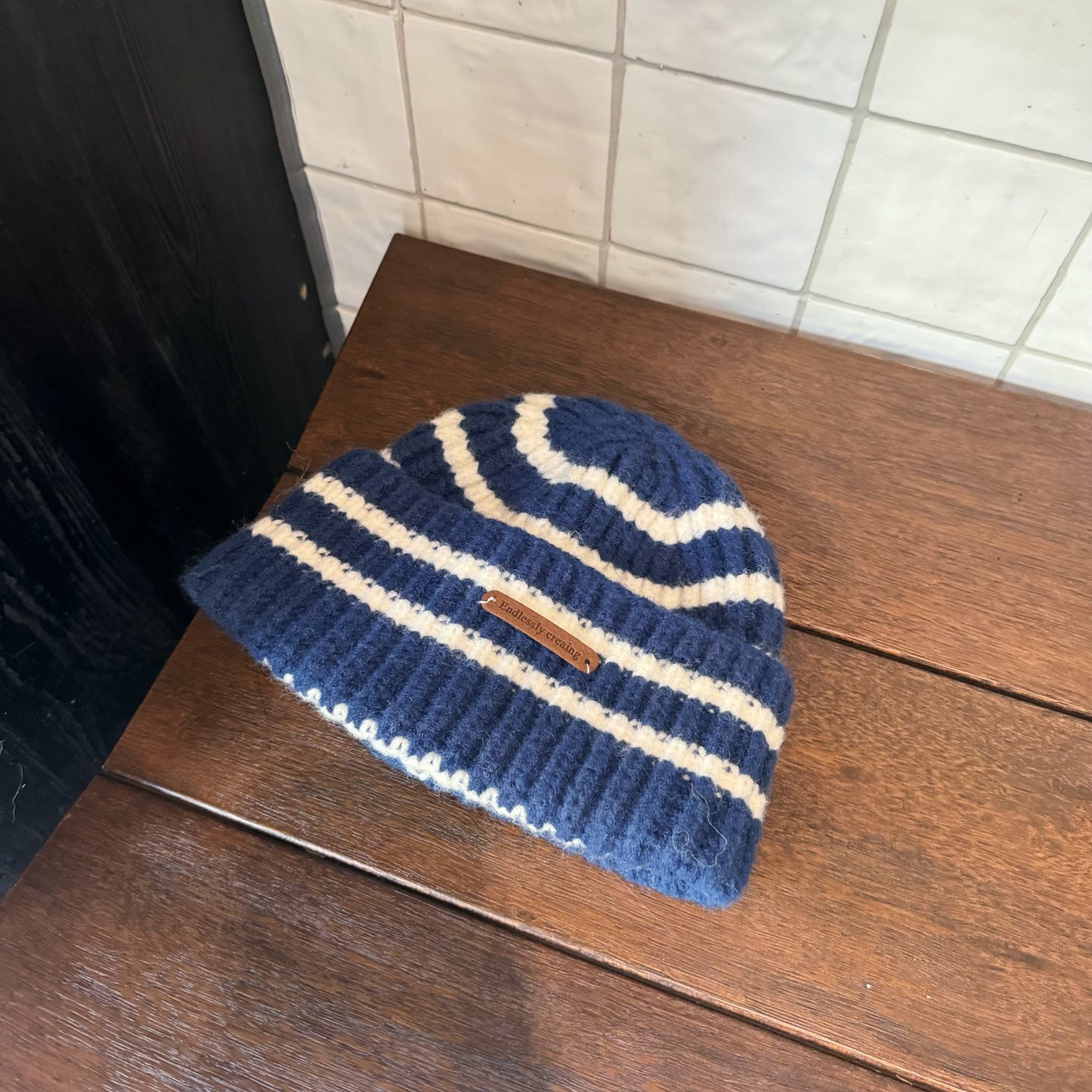 Striped Retro Knit Beanie Hat - Modomu