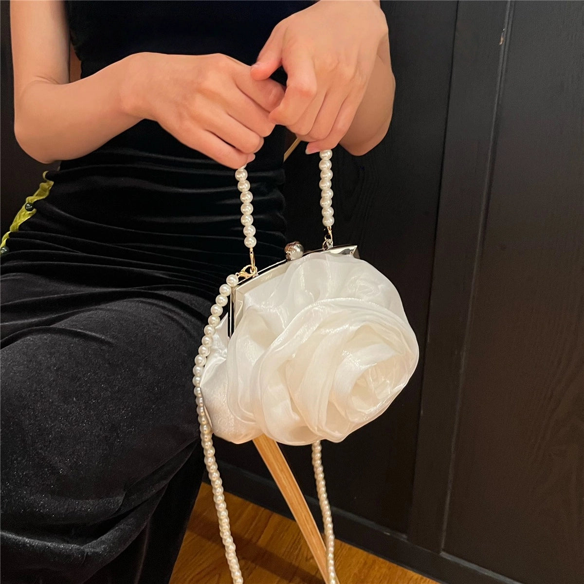 White Pearl Camellia Bag