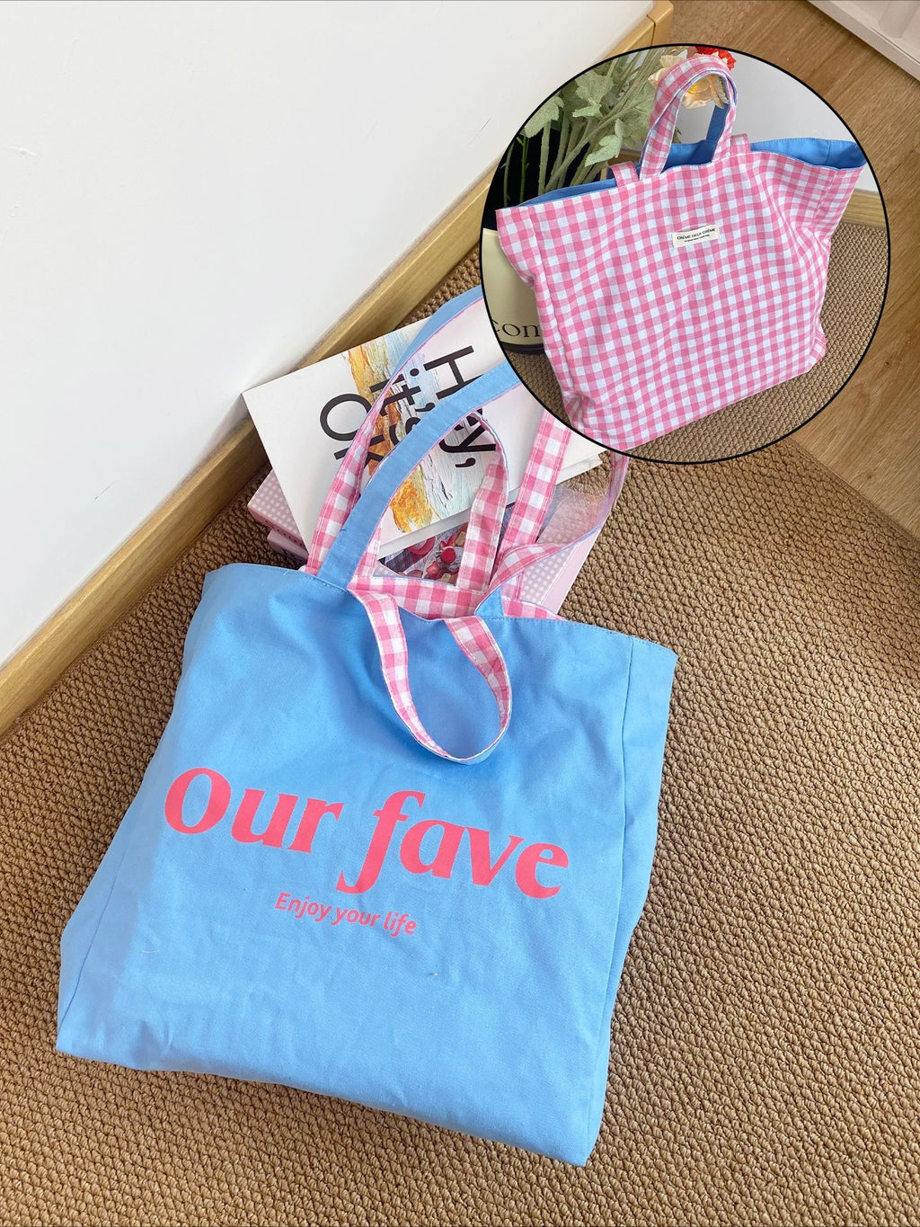 Floral Canvas Tote Commuter Bag