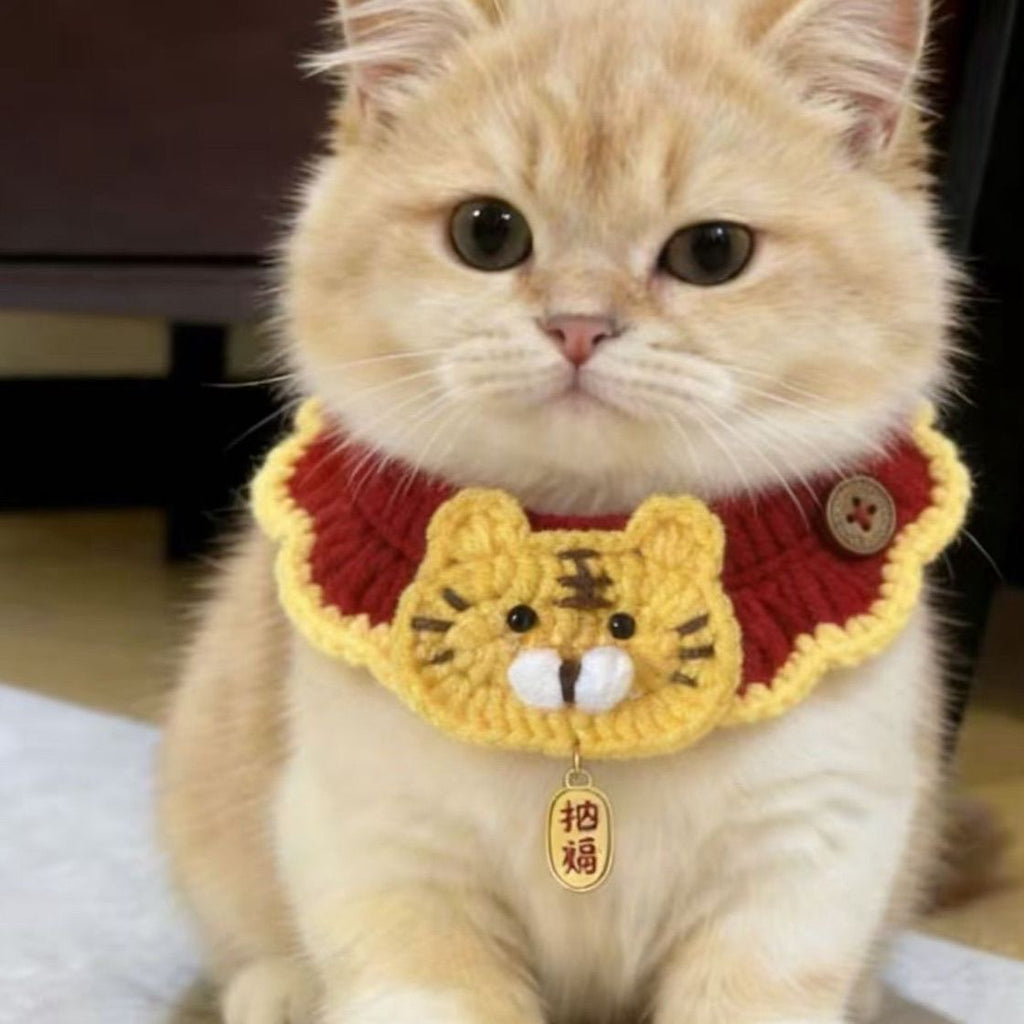 Festive Pet Tiger Head Scarf