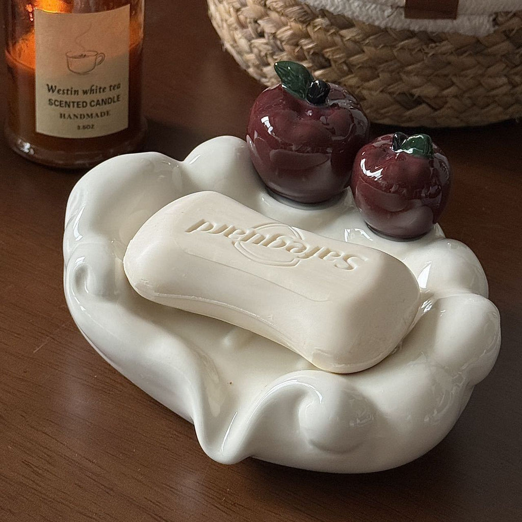 Cartoon Apple Ceramic Soap Dish