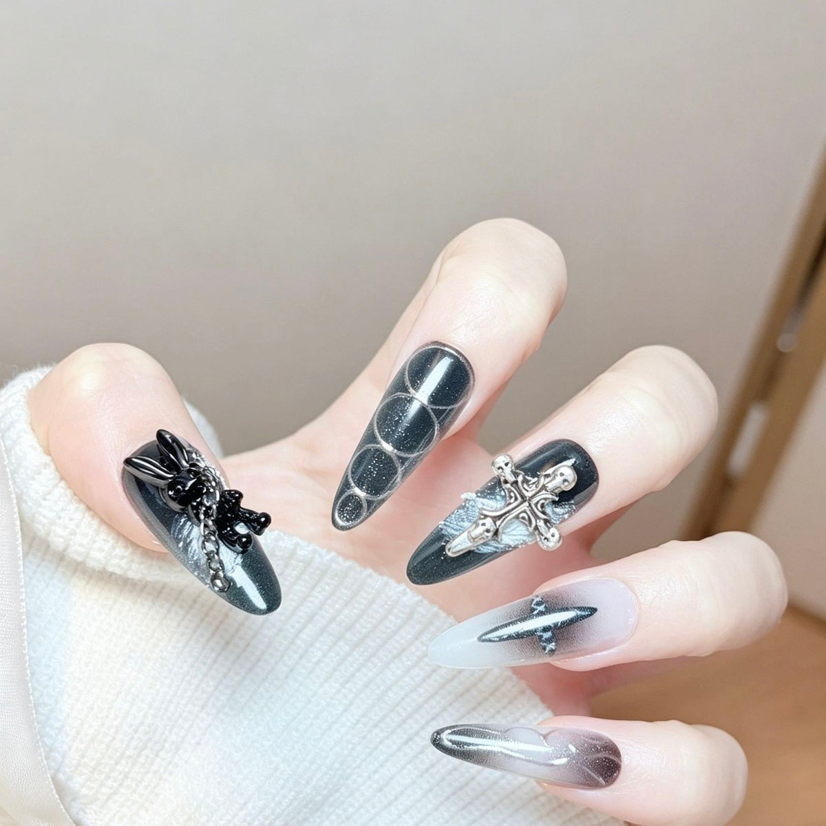 Gothic Smoke Cross Press-on Nails